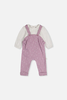 Organic Cotton Onesie And Overall Set Purple Floral Print - J20A14_2J233