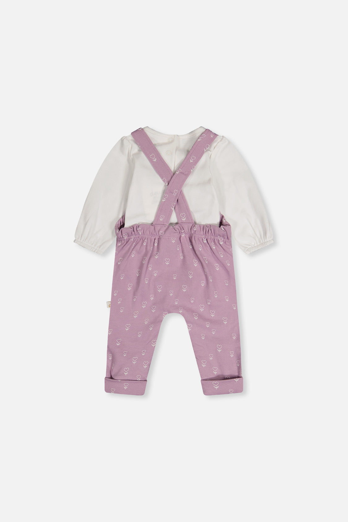 Organic Cotton Onesie And Overall Set Purple Floral Print - J20A14_2J233