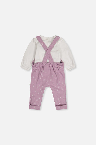 Organic Cotton Onesie And Overall Set Purple Floral Print - J20A14_2J233