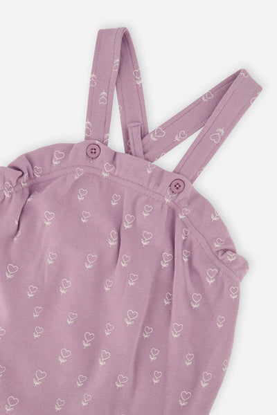 Organic Cotton Onesie And Overall Set Purple Floral Print - J20A14_2J233