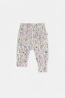Pantalon évolutif beige imprimé cœurs en coton biologique