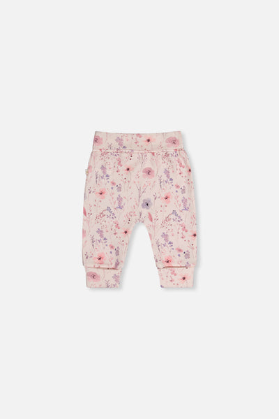 Organic Cotton Evolutive Pants Pink Printed Flowers - J20A20_2J235