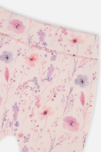 Organic Cotton Evolutive Pants Pink Printed Flowers - J20A20_2J235