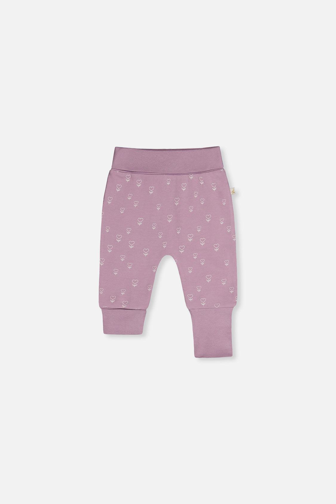 Zweierpack mitwachsender Hosen aus Bio-Baumwolle mit lila Blumenmuster