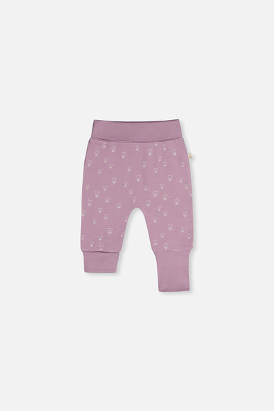 Zweierpack mitwachsender Hosen aus Bio-Baumwolle mit lila Blumenmuster