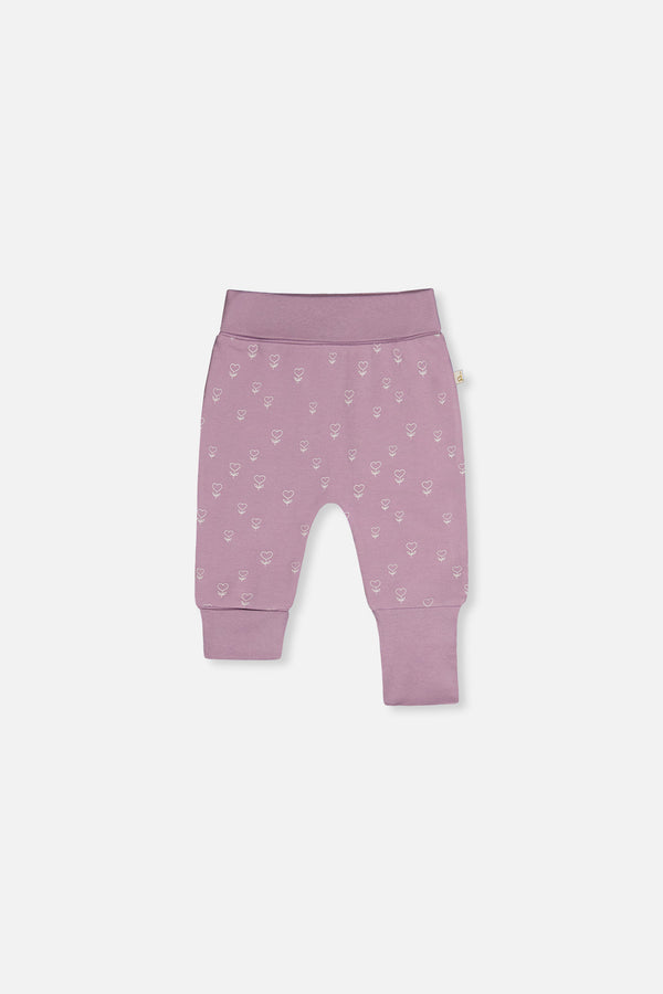 Zweierpack mitwachsender Hosen aus Bio-Baumwolle mit lila Blumenmuster