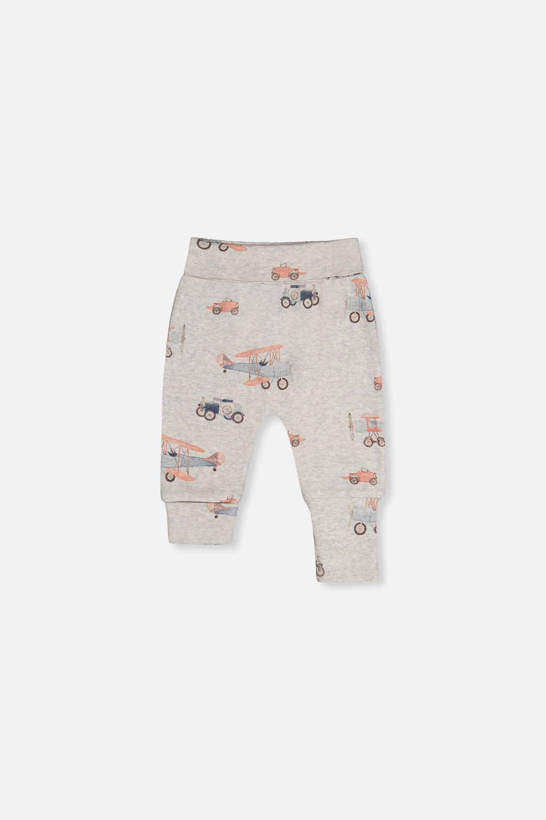 Two Pack Organic Cotton Evolutive Pants Beige Printed Airplanes - J20A21_2J237