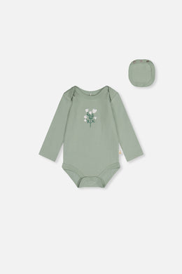 Organic Cotton Onesie Greyish Green - J20A70_03009