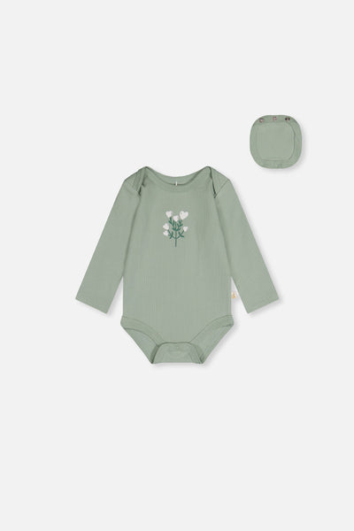 Organic Cotton Onesie Greyish Green - J20A70_03009
