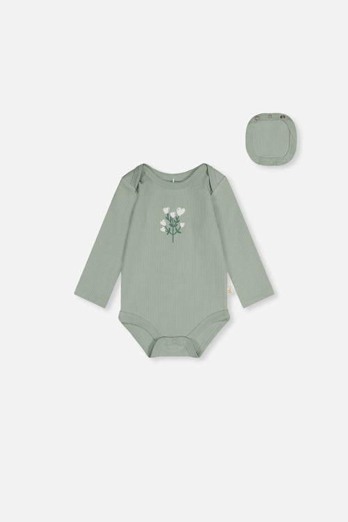 Organic Cotton Onesie Greyish Green - J20A70_03009