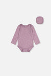 Organic Cotton Onesie Purple Floral Print - J20A70_2J233