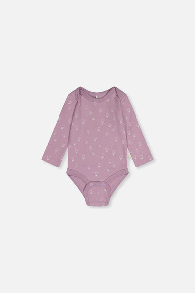 Organic Cotton Onesie Purple Floral Print - J20A70_2J233