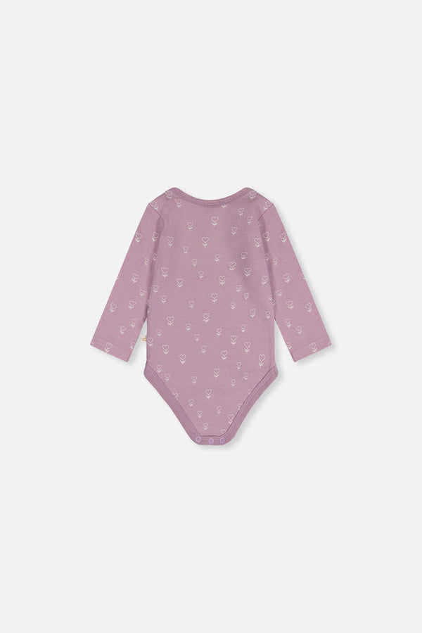 Organic Cotton Onesie Purple Floral Print - J20A70_2J233