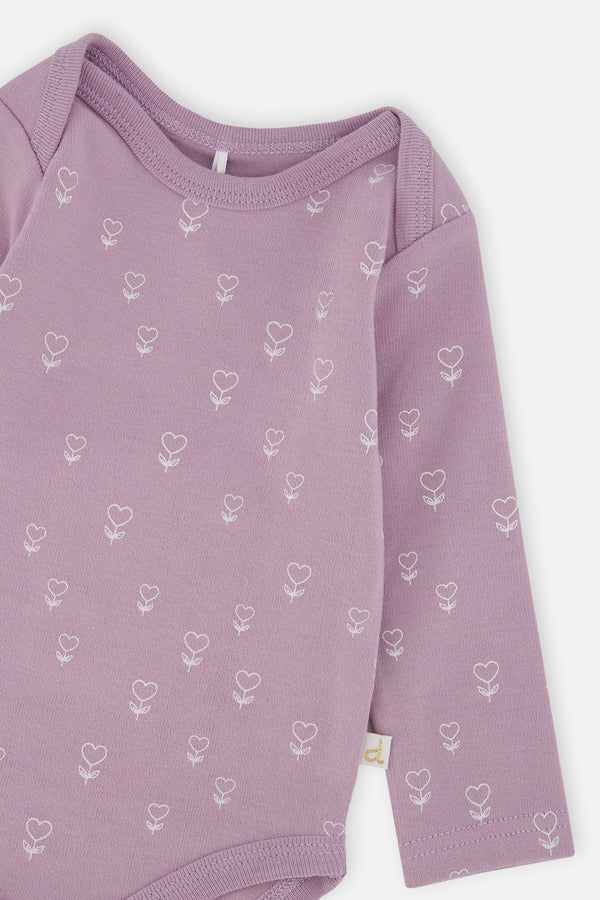 Organic Cotton Onesie Purple Floral Print - J20A70_2J233