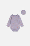 Organic Cotton Onesie Purple Hedgehog Print - J20A70_2J236