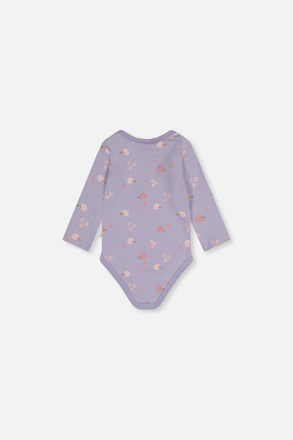 Organic Cotton Onesie Purple Hedgehog Print - J20A70_2J236