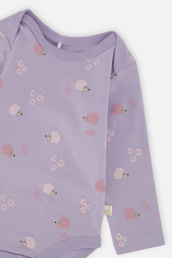 Organic Cotton Onesie Purple Hedgehog Print - J20A70_2J236