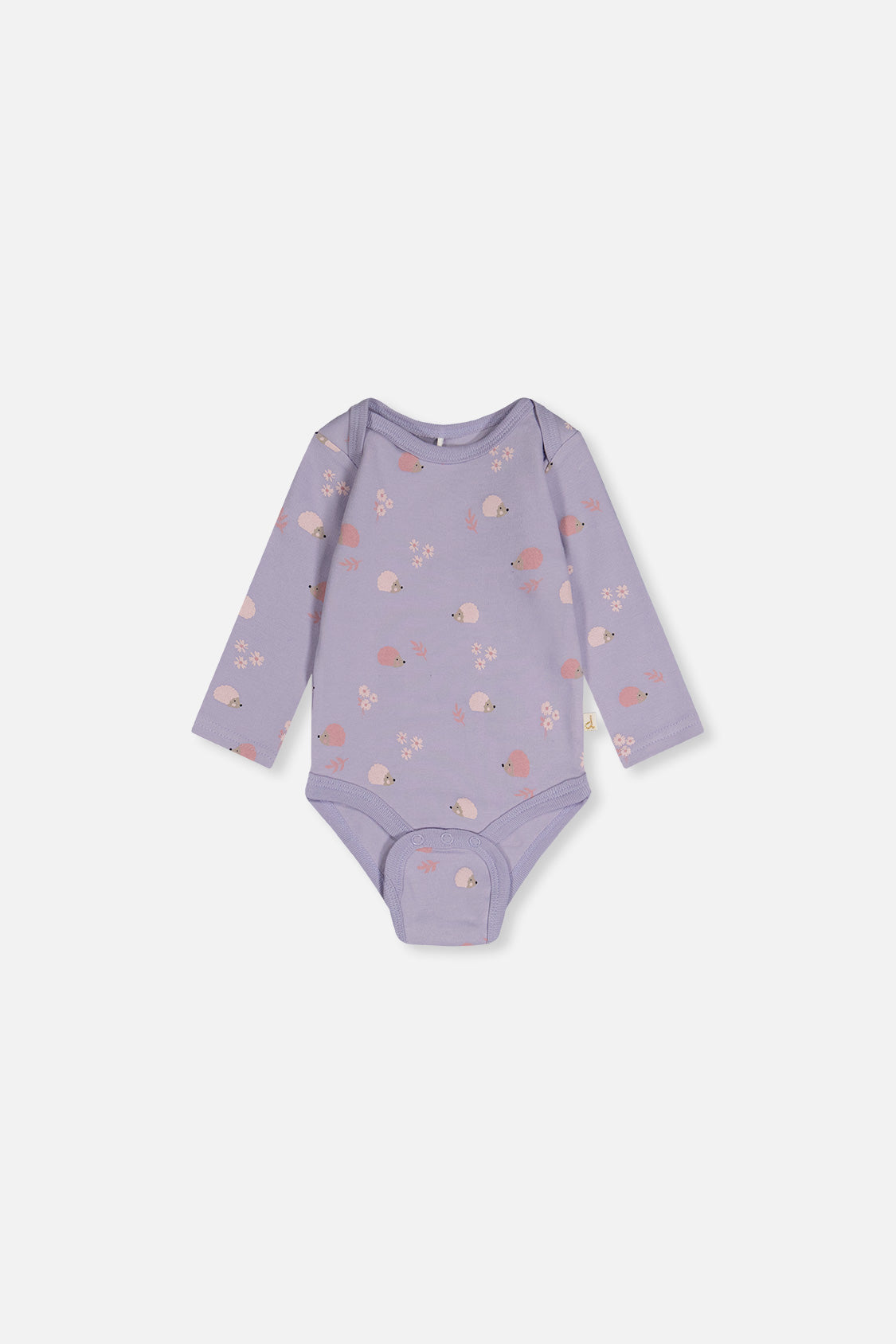 Dreierpack Body aus Bio-Baumwolle mit lila Igelprint