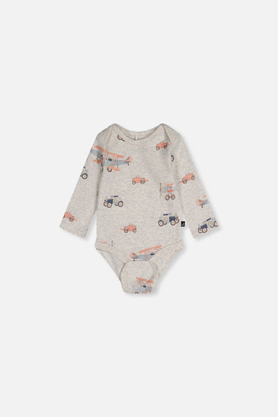 Three Pack Organic Cotton Onesie Beige Printed Airplanes - J20A71_2J237