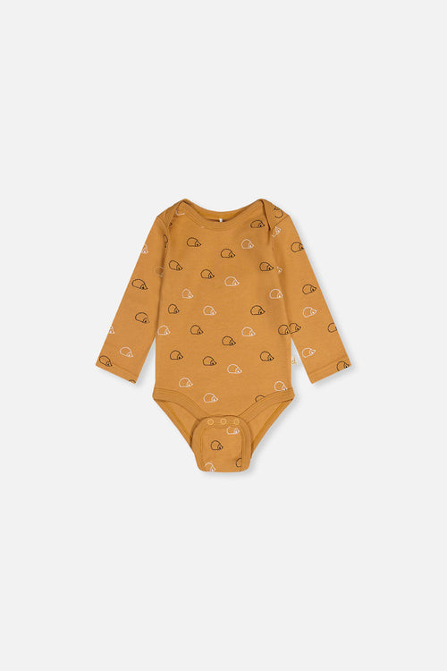 Three Pack Organic Cotton Onesie Brown Printed Hedgehogs - J20A71_2J239
