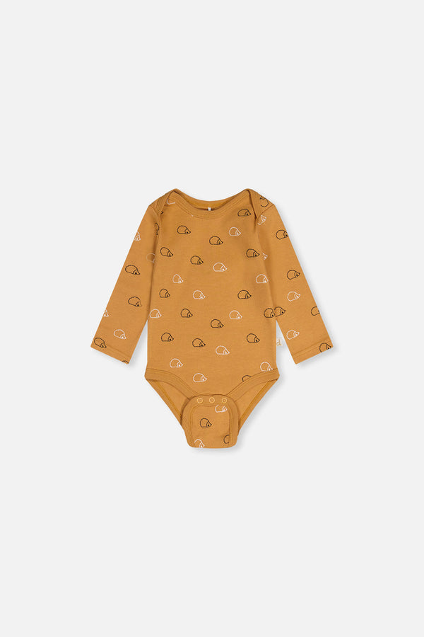 Three Pack Organic Cotton Onesie Brown Printed Hedgehogs - J20A71_2J239