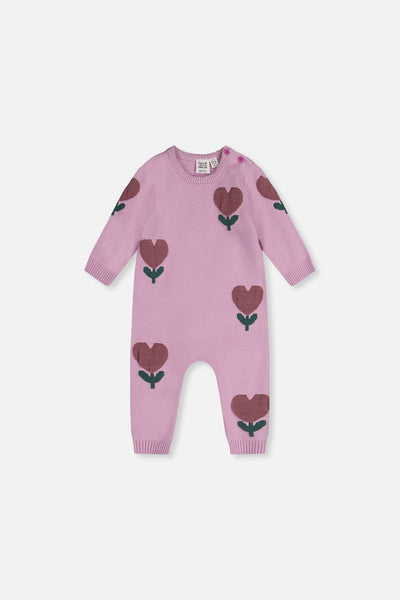 Knitted Intarsia Romper Lilac - J20AT40_05840
