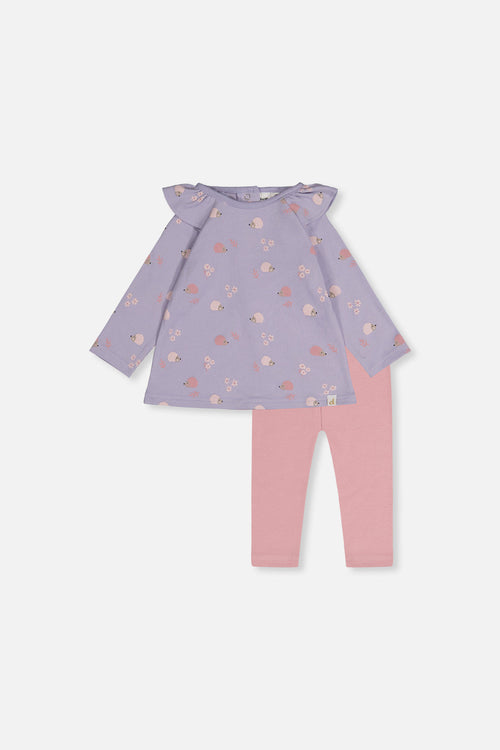 Organic Cotton Tunic And Legging Set Purple Hedgehog Print - J20B13_2J236
