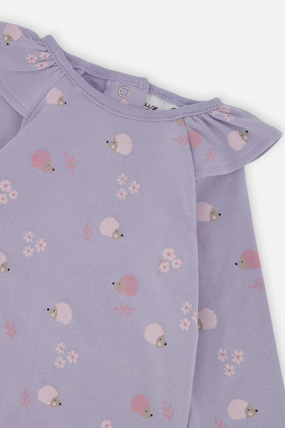 Organic Cotton Tunic And Legging Set Purple Hedgehog Print - J20B13_2J236