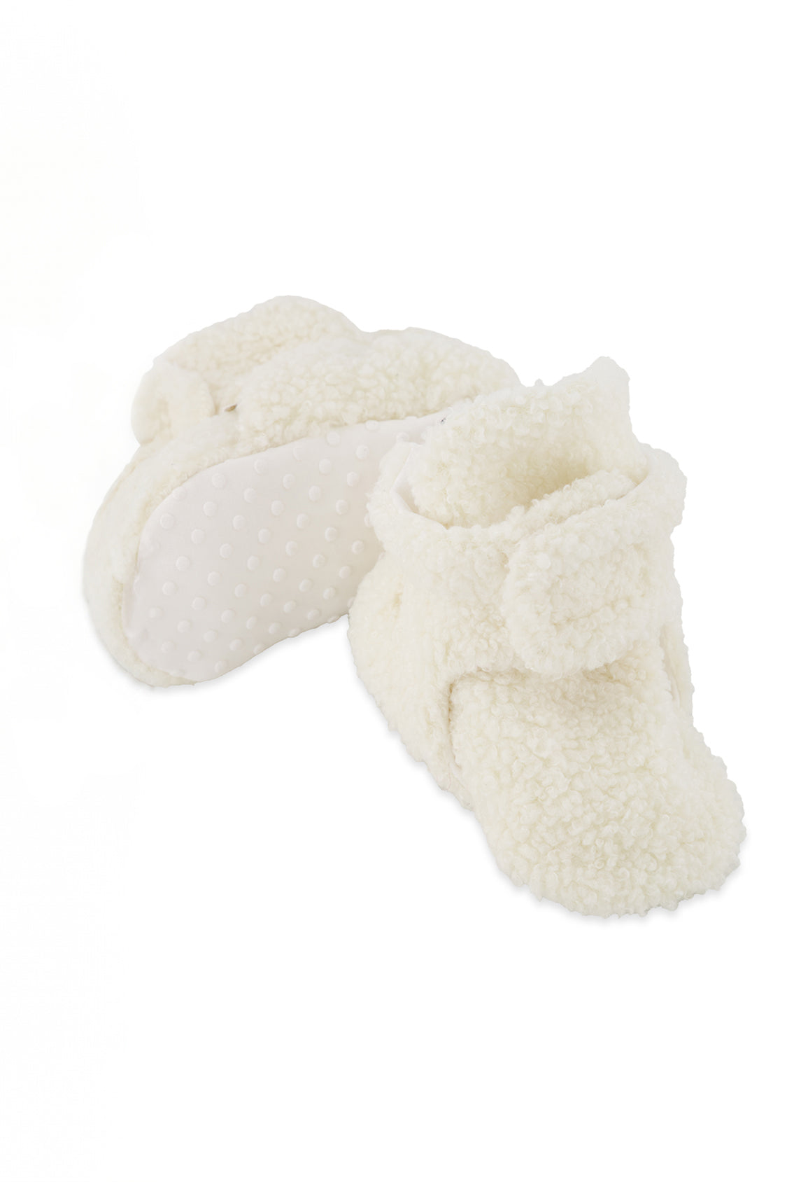 Pantoufles en sherpa blanc cassé pour bébé