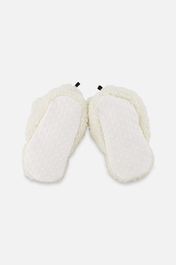 Pantoufles en sherpa blanc cassé pour bébé