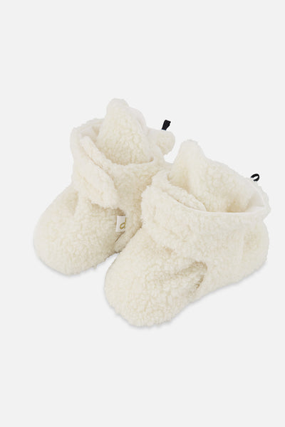 Pantoufles en sherpa blanc cassé pour bébé