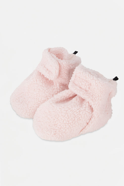 Pantoufles en sherpa rose pâle pour bébé