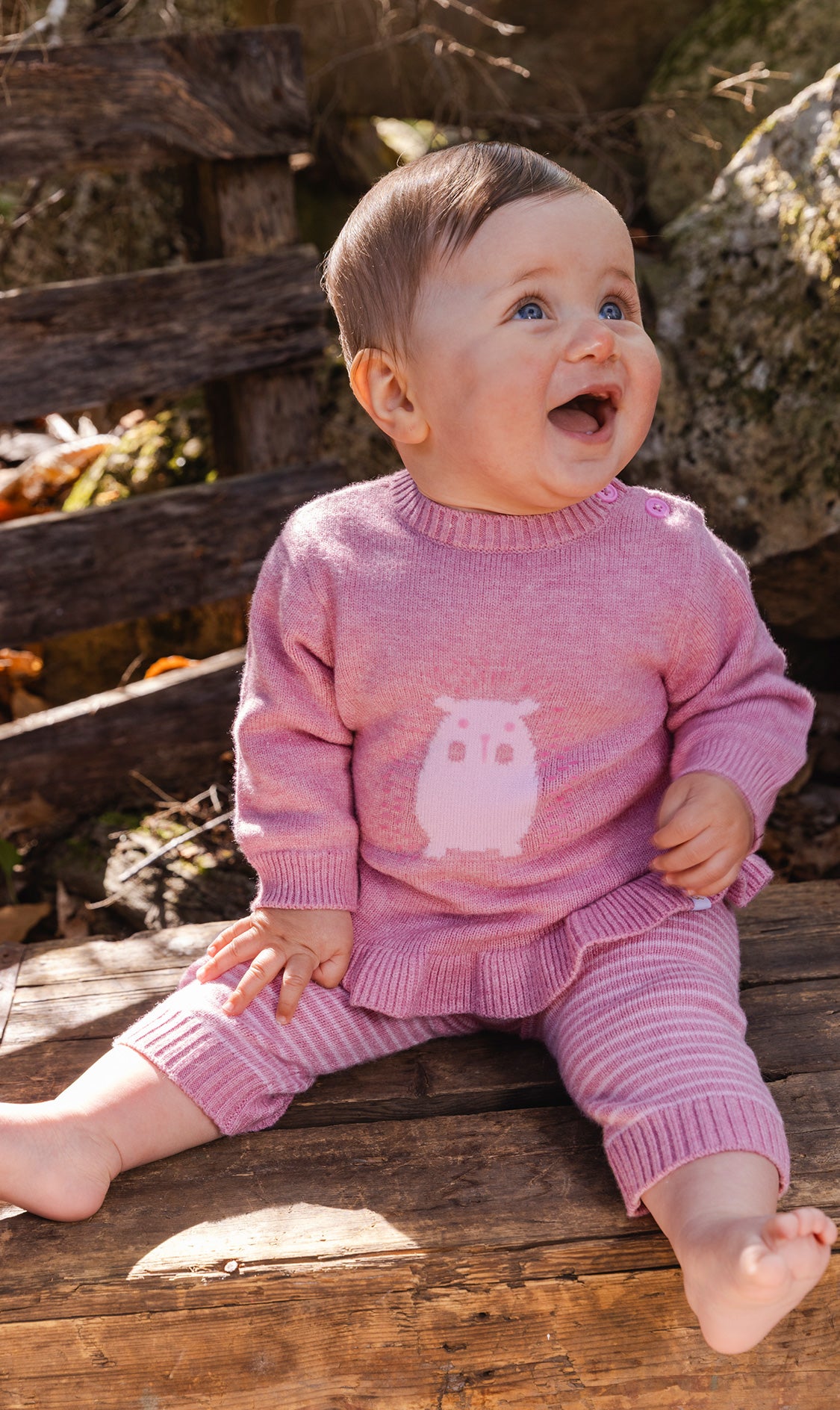 Knitted Top And Pants Set Dusty Pink