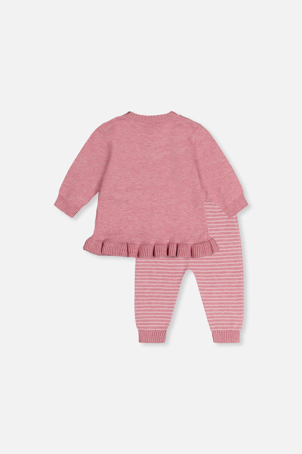 Knitted Top And Pants Set Dusty Pink - J20BT12_06170