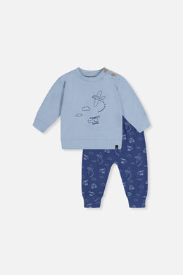 Organic Cotton Pants And Top Set Sky Blue - J20C10_04005