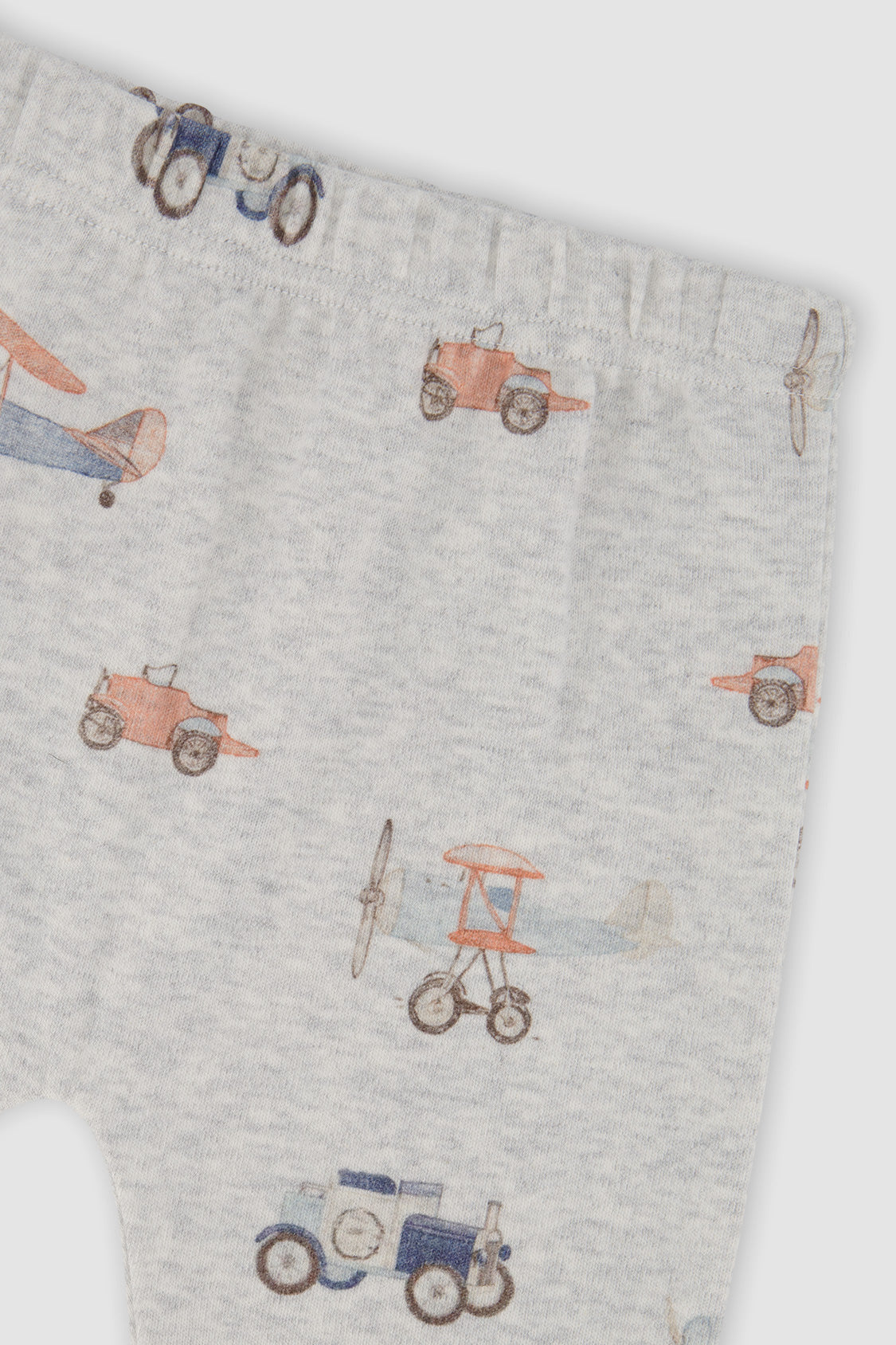 Organic Cotton Pants And Top Set Beige Printed Airplanes - J20C10_2J237