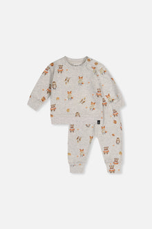 Organic Cotton Pants And Top Set Beige Animal Print - J20C10_2J240