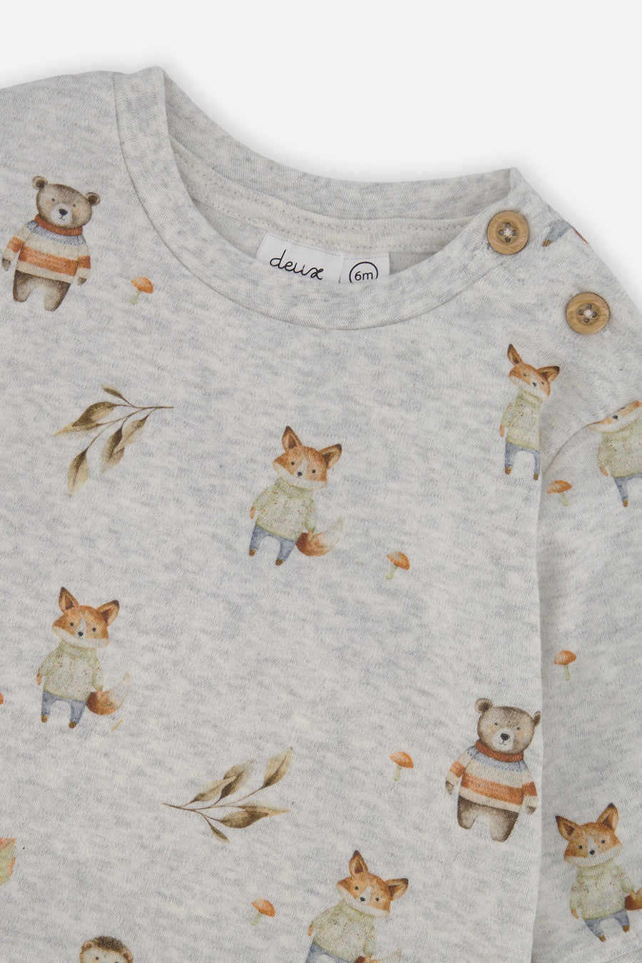 Organic Cotton Pants And Top Set Beige Animal Print - J20C10_2J240