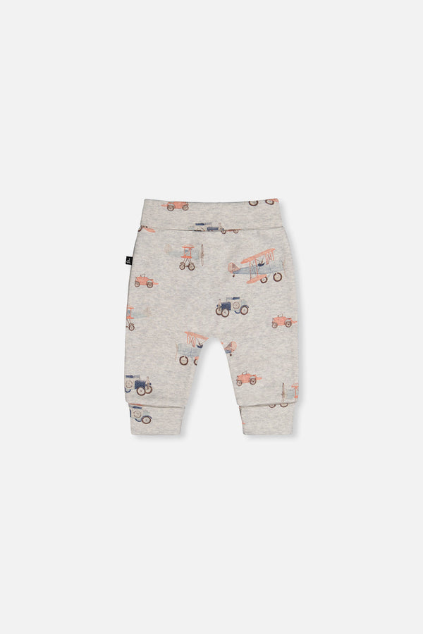 Organic Cotton Evolutive Pants Beige Printed Airplanes - J20C20_2J237