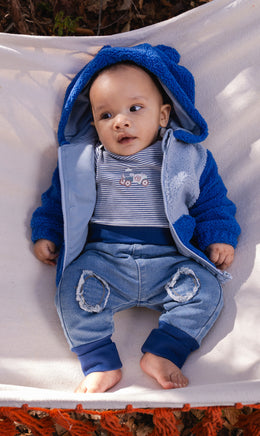 French Terry Denim Evolutive Hose Hellblau Denim