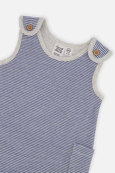 Organic Cotton Onesie With Overalls Set Blue Printed Transportation - J20C42_2J238