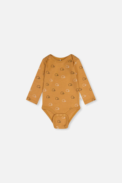 Organic Cotton Onesie Brown Printed Hedgehogs - J20C70_2J239
