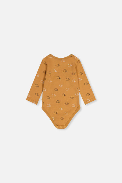 Organic Cotton Onesie Brown Printed Hedgehogs - J20C70_2J239