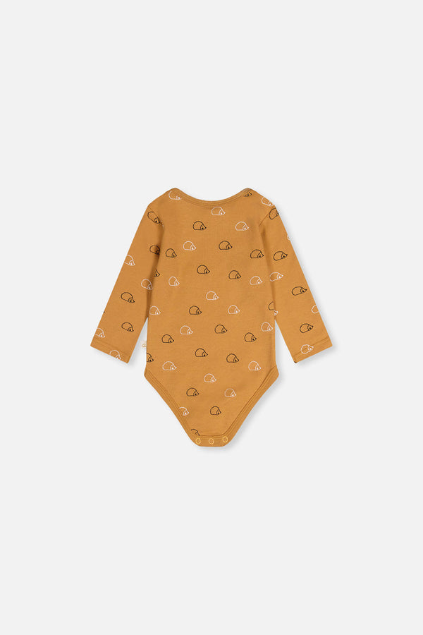 Organic Cotton Onesie Brown Printed Hedgehogs - J20C70_2J239