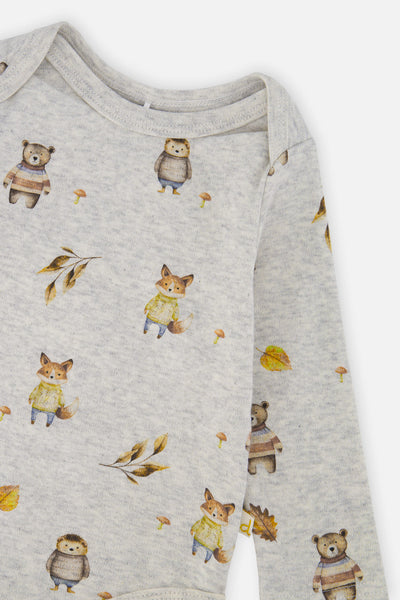 Organic Cotton Onesie Beige Animal Print - J20C70_2J240