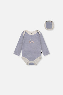Organic Cotton Onesie Blue Printed Stripes - J20C70_2J241