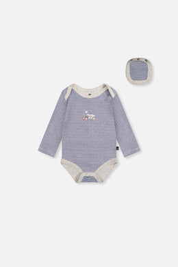 Organic Cotton Onesie Blue Printed Stripes - J20C70_2J241