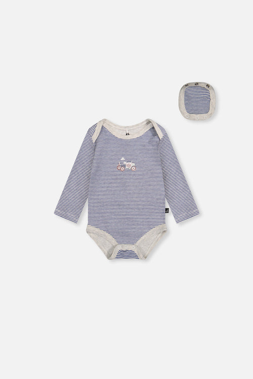 Organic Cotton Onesie Blue Printed Stripes - J20C70_2J241