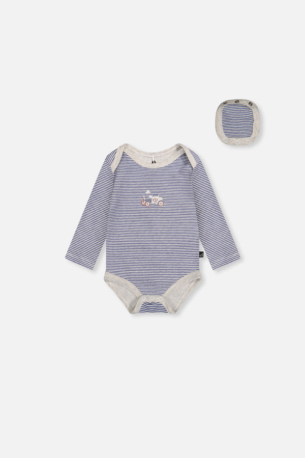 Organic Cotton Onesie Blue Printed Stripes - J20C70_2J241