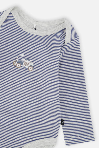 Organic Cotton Onesie Blue Printed Stripes - J20C70_2J241